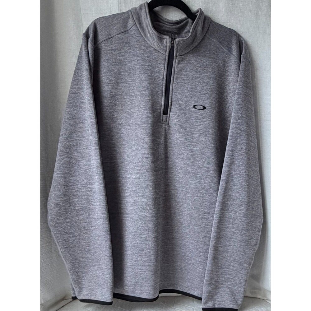 Oakley Quarter Zip Pullover Mens 2XL XXL Heather Gray Regular Fit Mock Neck